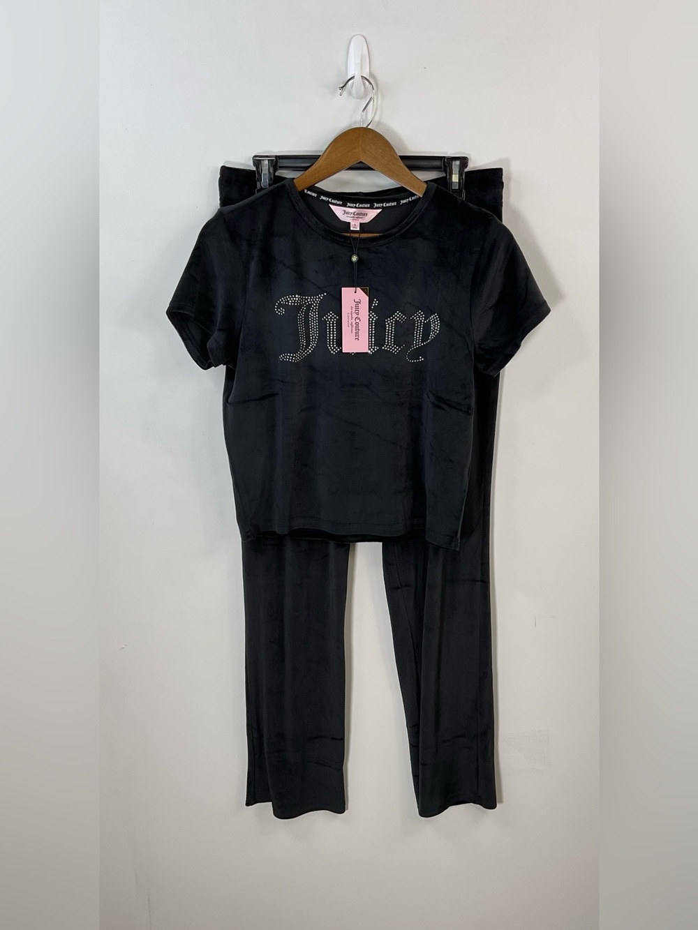 Juicy Couture Black Velour Sleepwear Set Size Large NWT